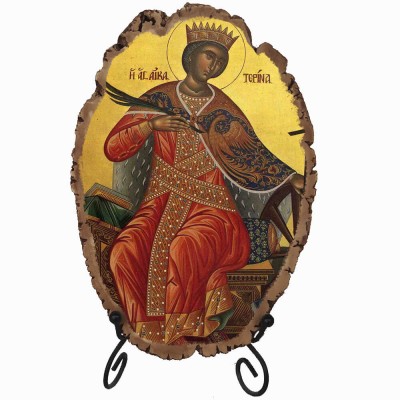 Αγία Αικατερίνη - Πέτρινη Εικόνα Βάσης & Τοίχου 21cm