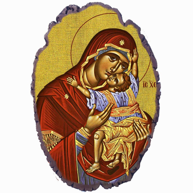 Παναγία Γλυκοφιλούσα - Πέτρινη Εικόνα Βάσης & Τοίχου 21cm