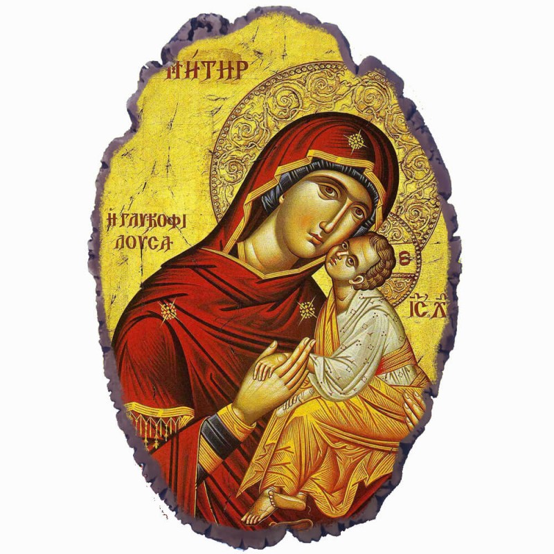 Παναγία Γλυκοφιλούσα - Πέτρινη Εικόνα Βάσης & Τοίχου 21cm