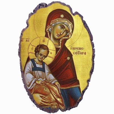Παναγία Κοσμοσωτήρα - Πέτρινη Εικόνα Βάσης & Τοίχου 21cm