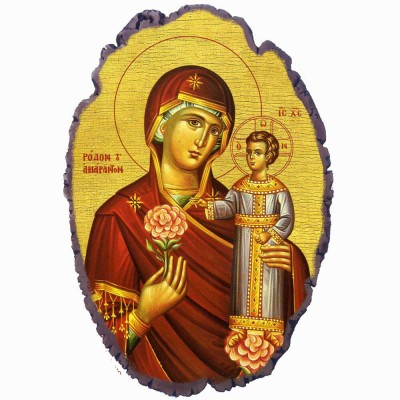 Παναγία Ρόδον Αμάραντον - Πέτρινη Εικόνα Βάσης & Τοίχου 21cm