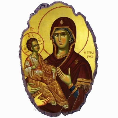 Παναγία Τριχερούσας - Πέτρινη Εικόνα Βάσης & Τοίχου 21cm