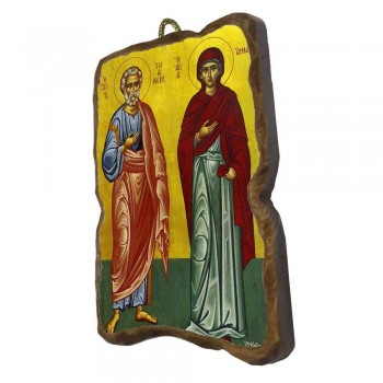 ΑΓΙΟΙ ΙΩΑΚΕΙΜ & ΑΝΝΑ - Ορθογώνια Κεραμική Εικονίτσα 8,5cm