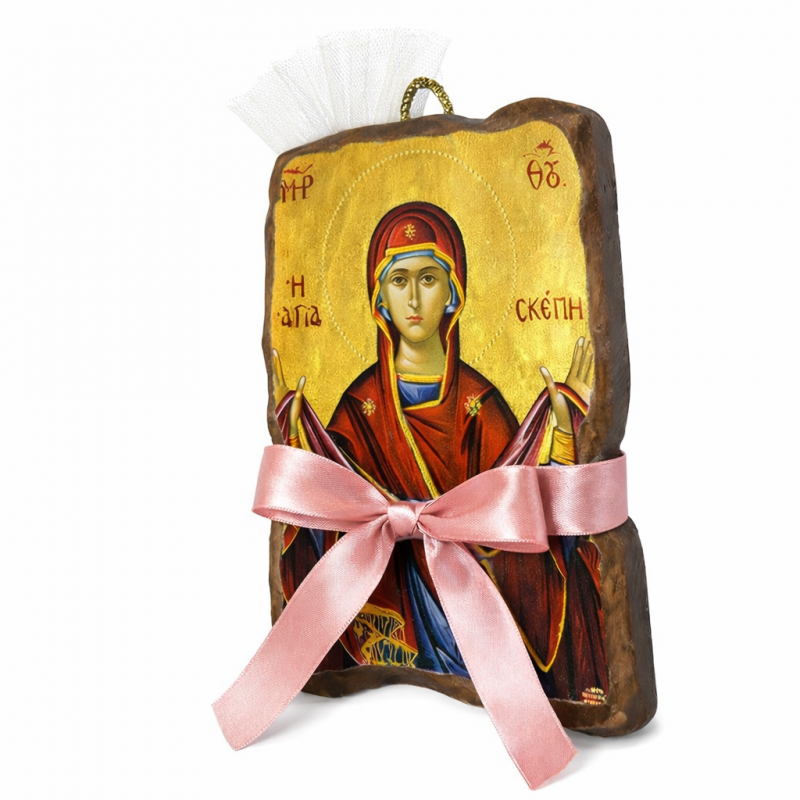 ΠΑΝΑΓΙΑ ΑΓΙΑ ΣΚΕΠΗ - Ορθογώνια Κεραμική Εικονίτσα 8,5cm