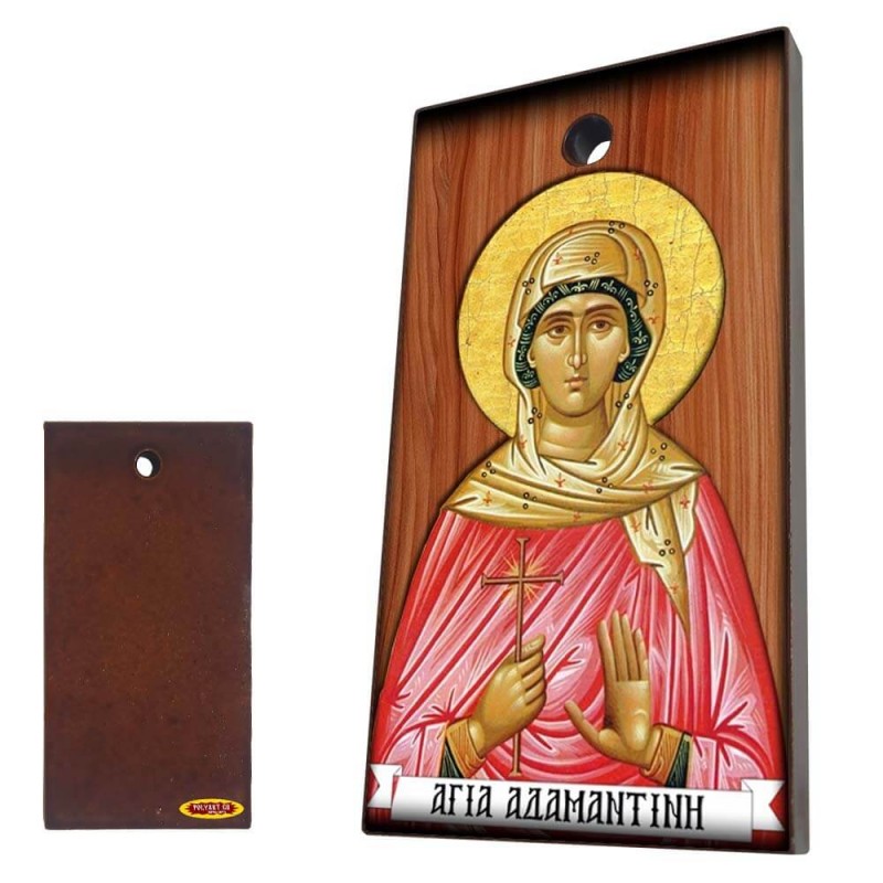 ΑΓΙΑ ΑΔΑΜΑΝΤΙΝΗ - Κεραμική Εικονίτσα με τρύπα 9cm