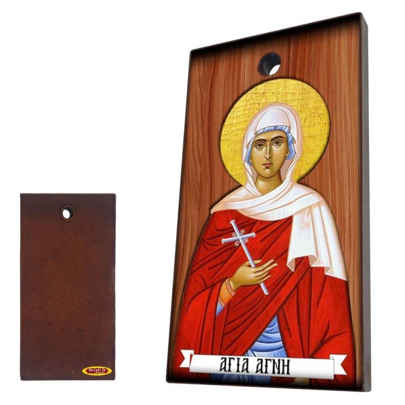 ΑΓΙΑ ΑΓΝΗ - Κεραμική Εικονίτσα με τρύπα 9cm