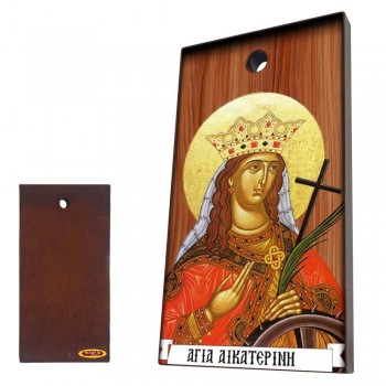ΑΓΙΑ ΑΙΚΑΤΕΡΙΝΗ - Κεραμική Εικονίτσα με τρύπα 9cm