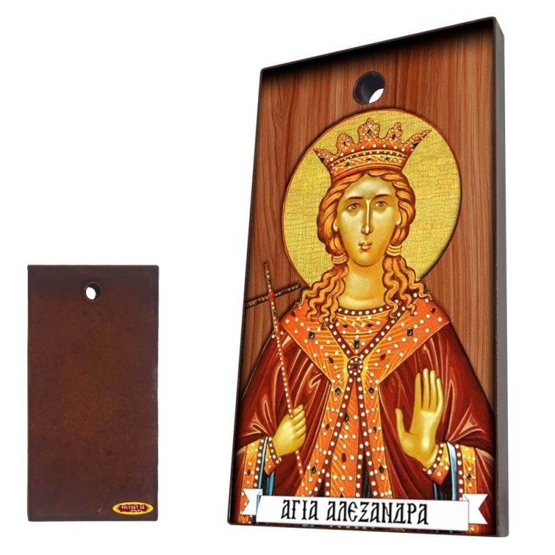 ΑΓΙΑ ΑΛΕΞΑΝΔΡΑ - Κεραμική Εικονίτσα με τρύπα 9cm