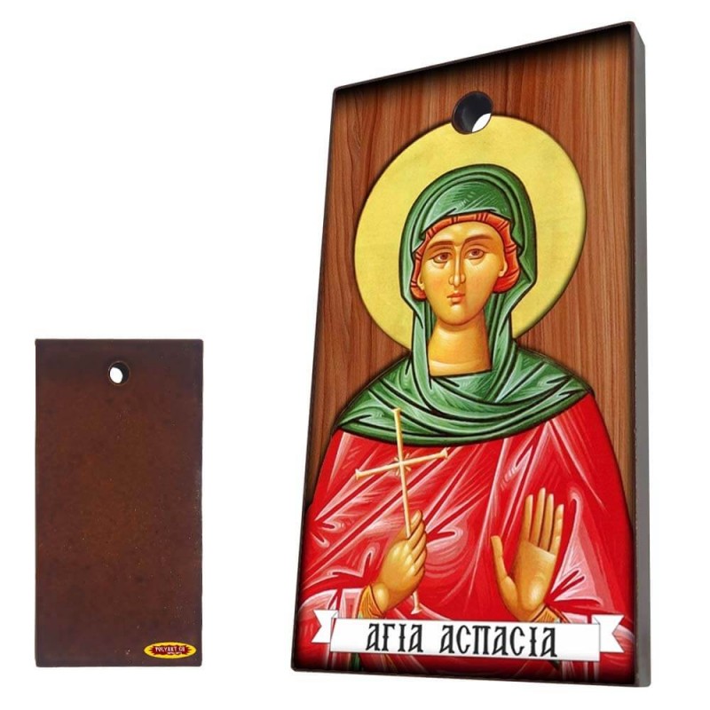 ΑΓΙΑ ΑΣΠΑΣΙΑ - Κεραμική Εικονίτσα με τρύπα 9cm