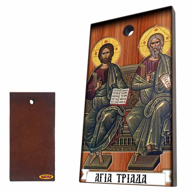 ΑΓΙΑ ΤΡΙΑΔΑ - Κεραμική Εικονίτσα με τρύπα 9cm