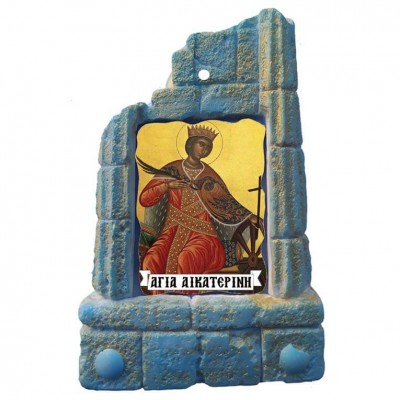  ΑΓΙΑ ΑΙΚΑΤΕΡΙΝΗ - Μπομπονιέρα Κεραμικό Προσκυνητάρι σε κολώνες