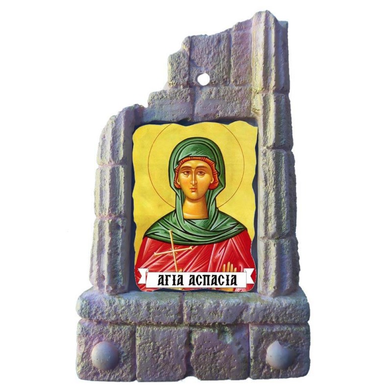  ΑΓΙΑ ΑΣΠΑΣΙΑ - Μπομπονιέρα Κεραμικό Προσκυνητάρι σε κολώνες