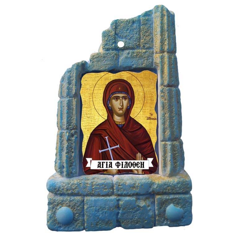  ΑΓΙΑ ΦΙΛΟΘΕΗ - Μπομπονιέρα Κεραμικό Προσκυνητάρι σε κολώνες
