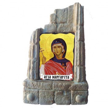  ΑΓΙΑ ΜΑΡΓΑΡΙΤΑ - Μπομπονιέρα Κεραμικό Προσκυνητάρι σε κολώνες