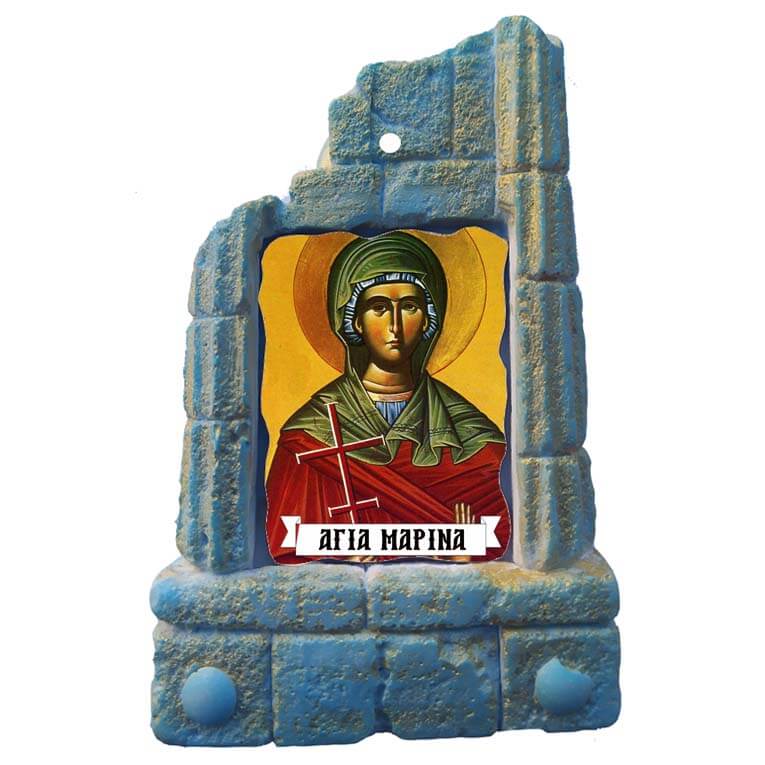  ΑΓΙΑ ΜΑΡΙΝΑ - Μπομπονιέρα Κεραμικό Προσκυνητάρι σε κολώνες