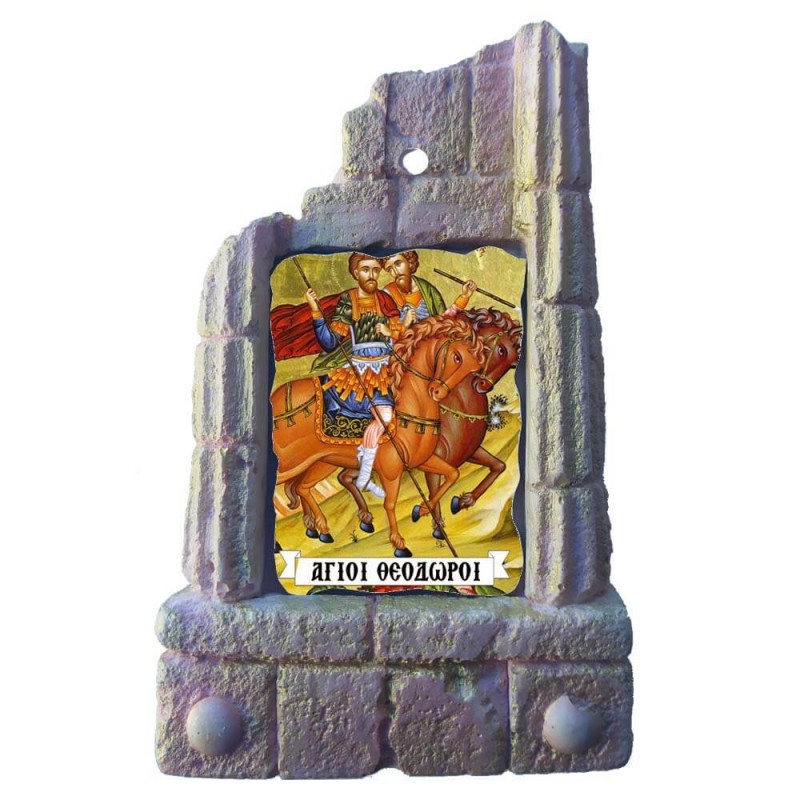  ΑΓΙΟΙ ΘΕΟΔΩΡΟΙ - Μπομπονιέρα Κεραμικό Προσκυνητάρι σε κολώνες