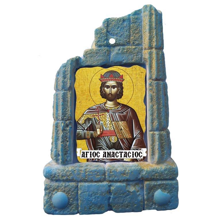  ΑΓΙΟΣ ΑΝΑΣΤΑΣΙΟΣ - Μπομπονιέρα Κεραμικό Προσκυνητάρι σε κολώνες