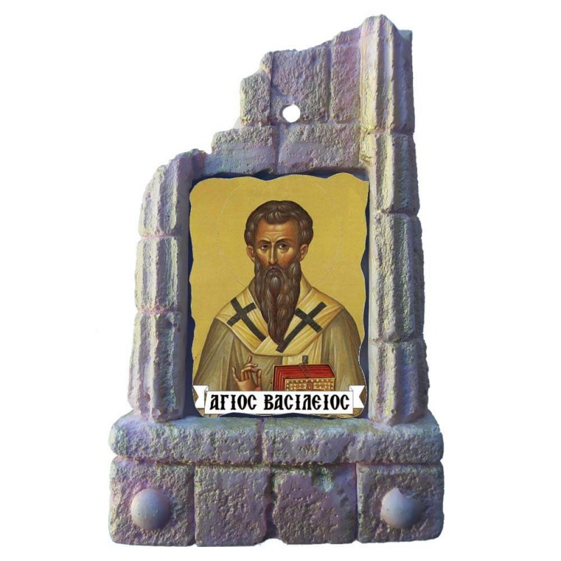  ΑΓΙΟΣ ΒΑΣΙΛΕΙΟΣ - Μπομπονιέρα Κεραμικό Προσκυνητάρι σε κολώνες