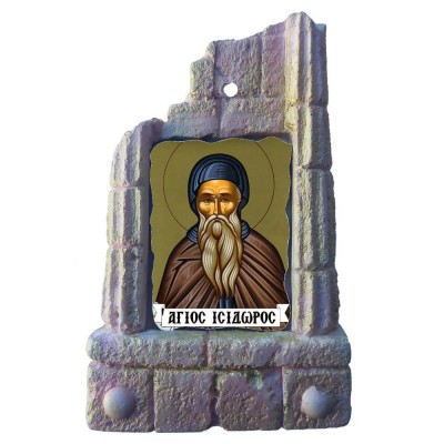 ΑΓΙΟΣ ΙΣΙΔΩΡΟΣ - Μπομπονιέρα Κεραμικό Προσκυνητάρι σε κολώνες
