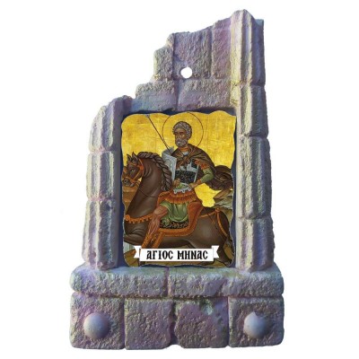  ΑΓΙΟΣ ΜΗΝΑΣ - Μπομπονιέρα Κεραμικό Προσκυνητάρι σε κολώνες