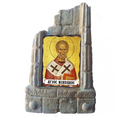  ΑΓΙΟΣ ΝΙΚΟΛΑΟΣ - Μπομπονιέρα Κεραμικό Προσκυνητάρι σε κολώνες