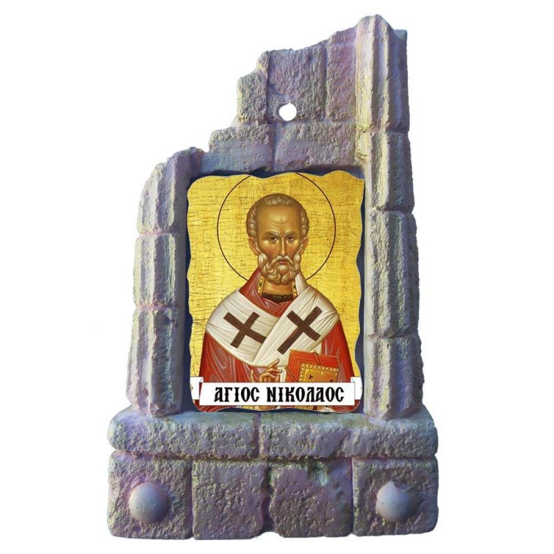  ΑΓΙΟΣ ΝΙΚΟΛΑΟΣ - Μπομπονιέρα Κεραμικό Προσκυνητάρι σε κολώνες
