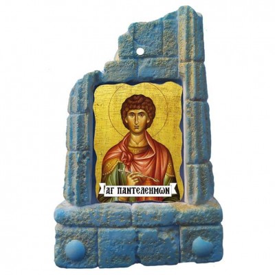  ΑΓΙΟΣ ΠΑΝΤΕΛΕΗΜΩΝ - Μπομπονιέρα Κεραμικό Προσκυνητάρι σε κολώνες