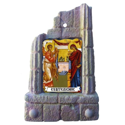 ΕΥΑΓΓΕΛΙΣΜΟΣ ΘΕΟΤΟΚΟΥ - Μπομπονιέρα Κεραμικό Προσκυνητάρι σε κολώνες