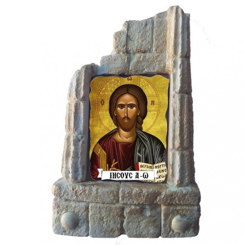 ΙΗΣΟΥΣ ΧΡΙΣΤΟΣ - Μπομπονιέρα Κεραμικό Προσκυνητάρι σε κολώνες