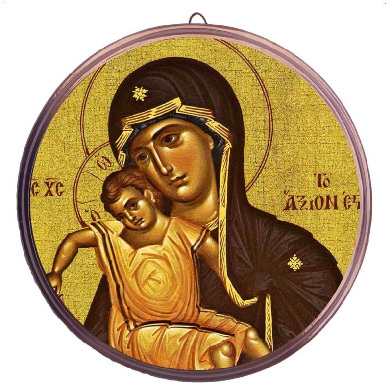 ΠΑΝΑΓΙΑ Άξιον Εστί – Στρογγυλή Κεραμική Εικόνα 
