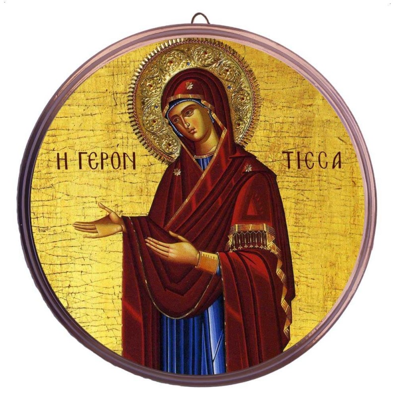 ΠΑΝΑΓΙΑ Γερόντισσα – Στρογγυλή Κεραμική Εικόνα 