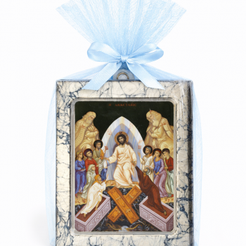 Μπομπονιέρα - Κεραμική Εικονίτσα Τεχνοτροπία (4 μεταλλικά χρώματα)