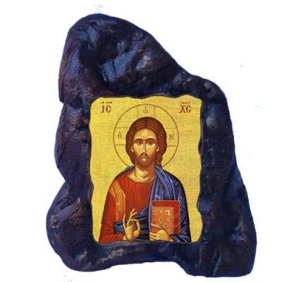 Μπομπονιέρα - Πέτρα Ακανόνιστη με Πλακίδιο Εικονίτσα  Αγίων