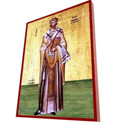 ΑΓΙΟΣ ΛΕΩΝΙΔΗΣ - Οικονομική Ξύλινη Εικονίτσα Μπομπονιέρα  