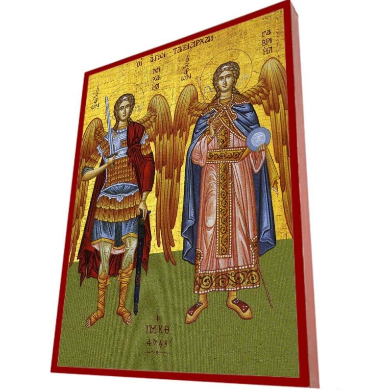 ΑΡΧΑΓΓΕΛΟΙ ΜΙΧΑΗΛ & ΓΑΒΡΙΗΛ - Οικονομική Ξύλινη Εικονίτσα Μπομπονιέρα  