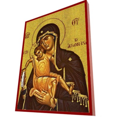 ΠΑΝΑΓΙΑ ΑΞΙΟΝ ΕΣΤΙ - Οικονομική Ξύλινη Εικονίτσα Μπομπονιέρα  