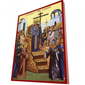 ΥΨΩΣΗ ΤΙΜΙΟΥ ΣΤΑΥΡΟΥ - Οικονομική Ξύλινη Εικονίτσα Μπομπονιέρα  