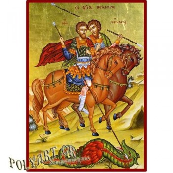 ΑΓΙΟΙ ΘΕΟΔΩΡΟΙ  – Οικονομική ξύλινη εικόνα