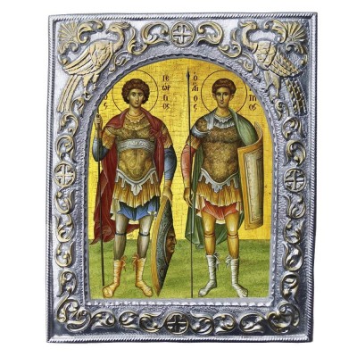 ΑΓΙΟΙ ΓΕΩΡΓΙΟΣ & ΔΗΜΗΤΡΙΟΣ - Εκκλησιαστική Κορνίζα «Παγώνια»