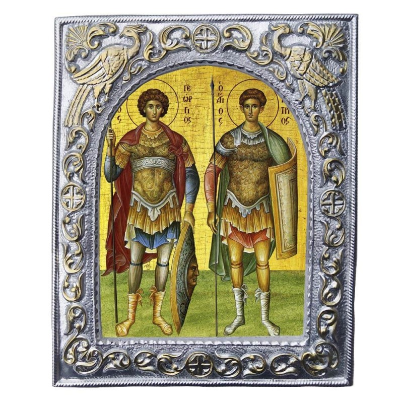 ΑΓΙΟΙ ΓΕΩΡΓΙΟΣ & ΔΗΜΗΤΡΙΟΣ - Εκκλησιαστική Κορνίζα «Παγώνια»