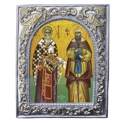 ΑΓΙΟΙ ΚΥΡΙΛΛΟΣ & ΜΕΘΟΔΙΟΣ - Εκκλησιαστική Κορνίζα «Παγώνια»