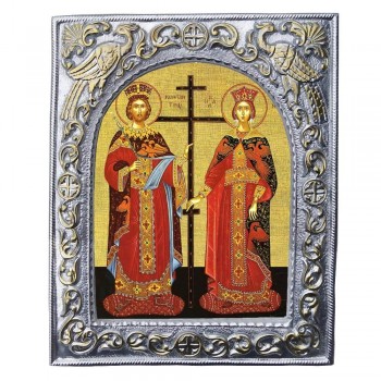 ΑΓΙΟΙ ΚΩΝΣΤΑΝΤΙΝΟΣ & ΕΛΕΝΗ - Εκκλησιαστική Κορνίζα «Παγώνια»