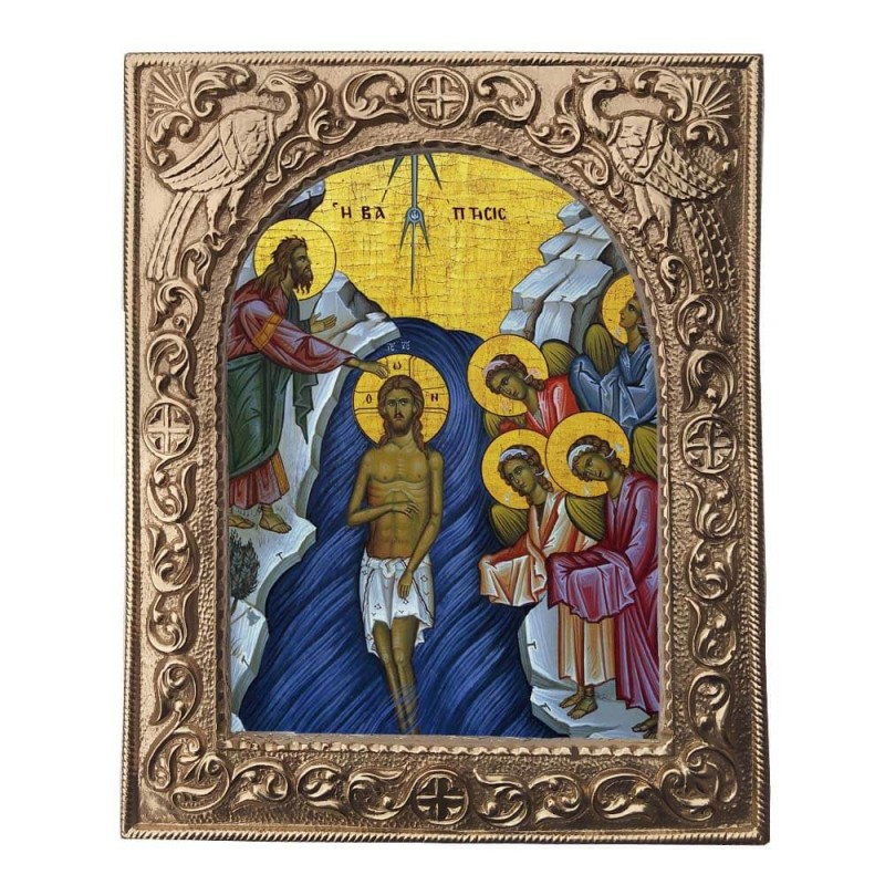 ΒΑΠΤΙΣΗ ΧΡΙΣΤΟΥ - Εκκλησιαστική Κορνίζα «Παγώνια»