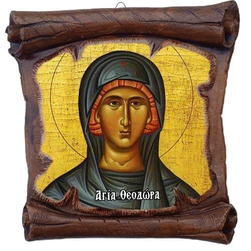 ΑΓΙΑ ΘΕΟΔΩΡΑ - Εικόνα Πάπυρος με Πλακίδιο 18cm