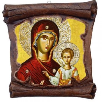 ΠΑΝΑΓΙΑ ΟΔΗΓΗΤΡΙΑ - Εικόνα Πάπυρος με Πλακίδιο 18cm