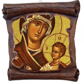 ΠΑΝΑΓΙΑ ΘΕΟΤΟΚΟΣ - Εικόνα Πάπυρος με Πλακίδιο 18cm