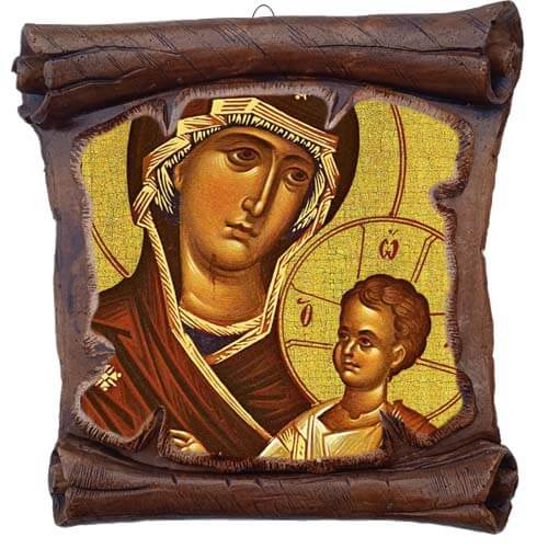 ΠΑΝΑΓΙΑ ΘΕΟΤΟΚΟΣ - Εικόνα Πάπυρος με Πλακίδιο 18cm