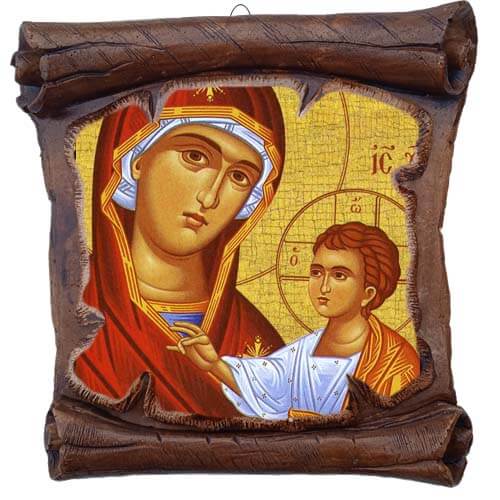 ΠΑΝΑΓΙΑ ΘΕΟΤΟΚΟΣ - Εικόνα Πάπυρος με Πλακίδιο 18cm