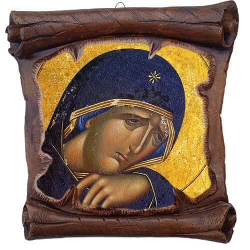 ΠΑΝΑΓΙΑ ΘΡΗΝΟΥΣΑ - Εικόνα Πάπυρος με Πλακίδιο 18cm