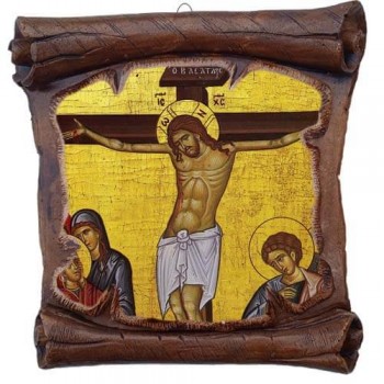 ΣΤΑΥΡΩΣΗ ΧΡΙΣΤΟΥ - Εικόνα Πάπυρος με Πλακίδιο 18cm